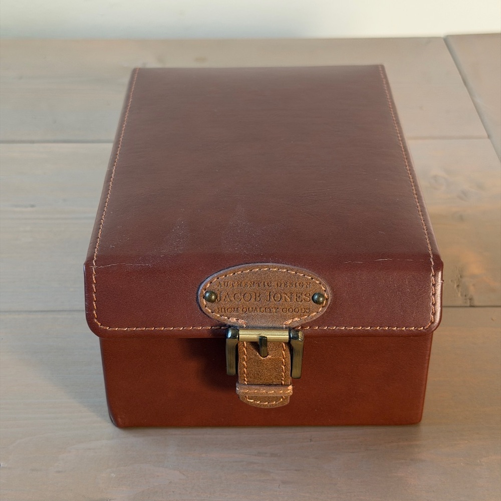 Authentic Jacob Jones Watch/Jewelry Box. Brown Leather